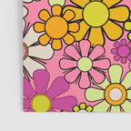 Groovy Floral Retro Garden 60s 70s Flower Pattern Pink Orange Yellow Poster Gallery Image 3
