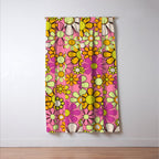 Groovy Floral Retro Garden 60s 70s Flower Pattern Pink Orange Yellow Window Curtain Gallery Image 3