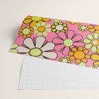 Groovy Floral Retro Garden 60s 70s Flower Pattern Pink Orange Yellow Wrapping Paper Gallery Image 2