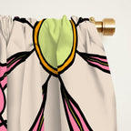 Groovy Floral Retro Garden 60s 70s Flower Pattern Pink Orange Yellow Window Curtain Gallery Image 2