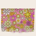 Groovy Floral Retro Garden 60s 70s Flower Pattern Pink Orange Yellow Wall Hanging Gallery Image 1