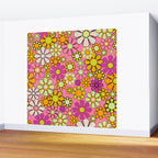 Groovy Floral Retro Garden 60s 70s Flower Pattern Pink Orange Yellow Wall Mural Gallery Image 2