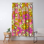 Groovy Floral Retro Garden 60s 70s Flower Pattern Pink Orange Yellow Window Curtain Gallery Image 5