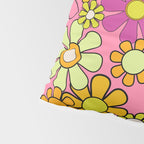 Groovy Floral Retro Garden 60s 70s Flower Pattern Pink Orange Yellow Pillow Sham Gallery Image 4