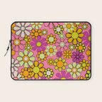 Groovy Floral Retro Garden 60s 70s Flower Pattern Pink Orange Yellow Laptop Sleeve Gallery Image 1