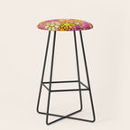 Groovy Floral Retro Garden 60s 70s Flower Pattern Pink Orange Yellow Stool Gallery Image 1