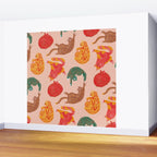 Sleepy Cozy Kitty Cats in Green & Orange Wall Mural Gallery Image 2