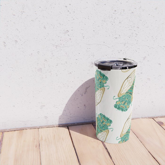 Cicada - Green & Gold Travel Mug Gallery Image 4