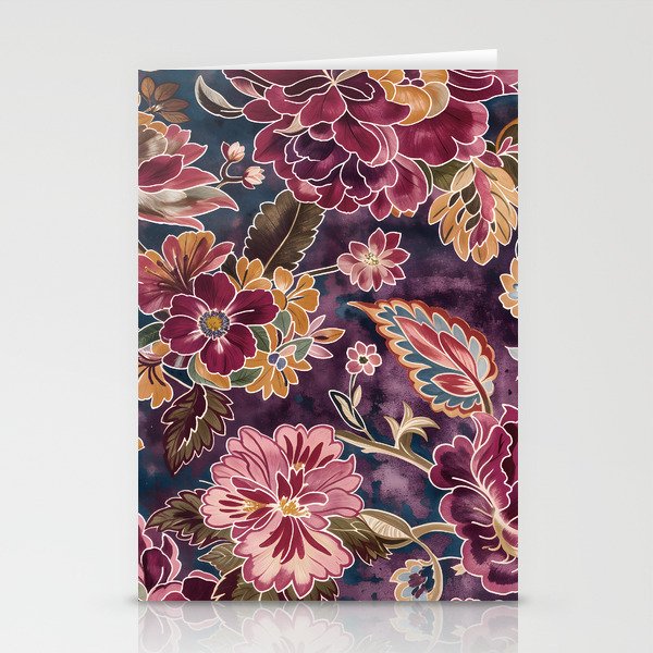 Exotic Plum Bohemian Floral Stationery Card Gallery Image 1