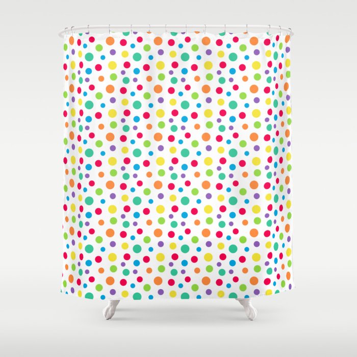 Rainbow Polka Dot Party Shower Curtain Gallery Image 1
