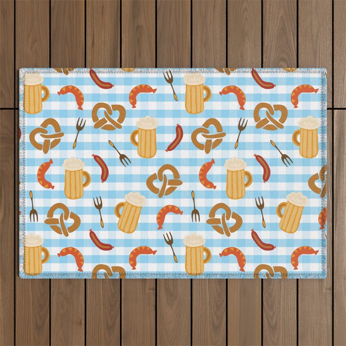 Oktoberfest Prezels Beer Sausages Outdoor Rug Gallery Image 1