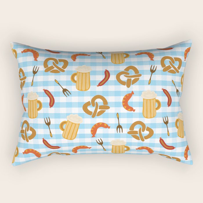Oktoberfest Prezels Beer Sausages Rectangular Pillow Gallery Image 1