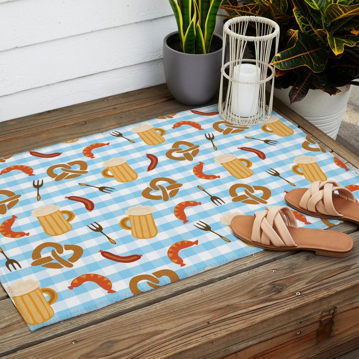 Oktoberfest Prezels Beer Sausages Outdoor Rug Gallery Image 2