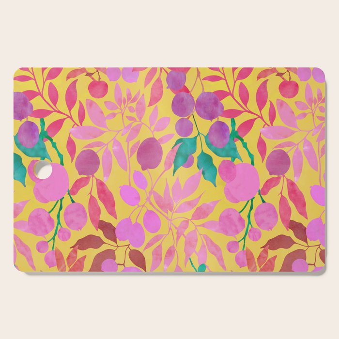 Exotic Fruit Garden Tropical Summer Foliage And Fruit Yellow Cutting Board Gallery Image 1