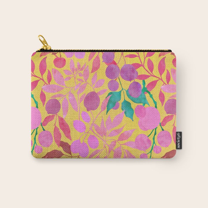 Exotic Fruit Garden Tropical Summer Foliage And Fruit Yellow Carry All Pouch Gallery Image 1