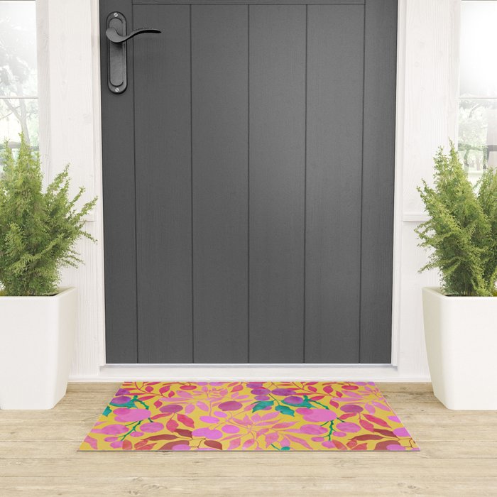 Exotic Fruit Garden Tropical Summer Foliage And Fruit Yellow Welcome Mat Gallery Image 3