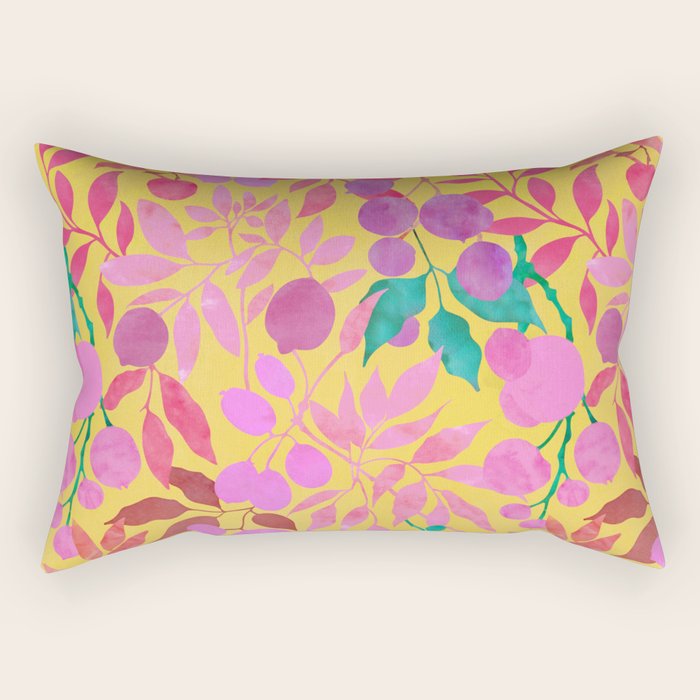 Exotic Fruit Garden Tropical Summer Foliage And Fruit Yellow Rectangular Pillow Gallery Image 1
