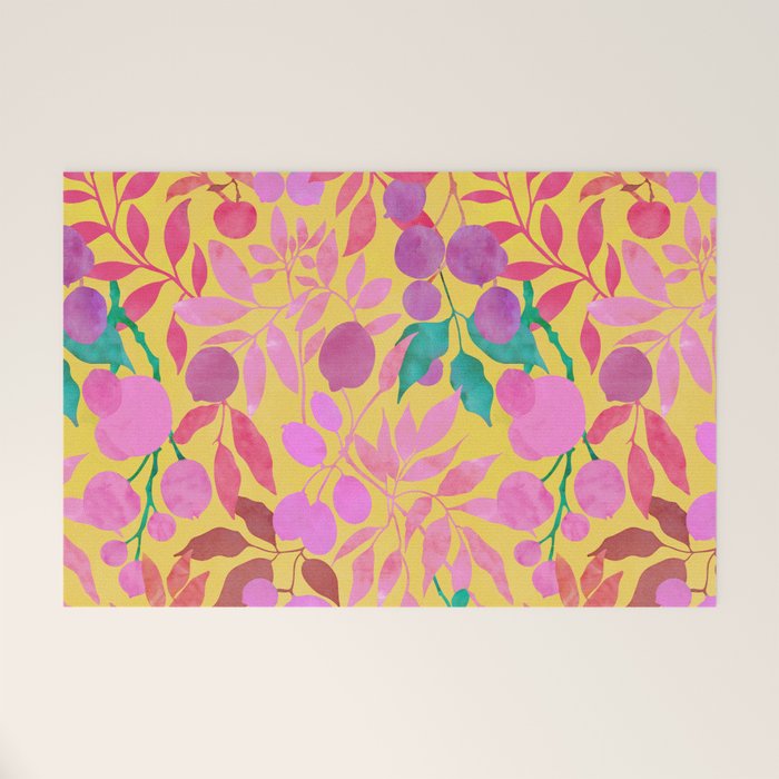 Exotic Fruit Garden Tropical Summer Foliage And Fruit Yellow Welcome Mat Gallery Image 1