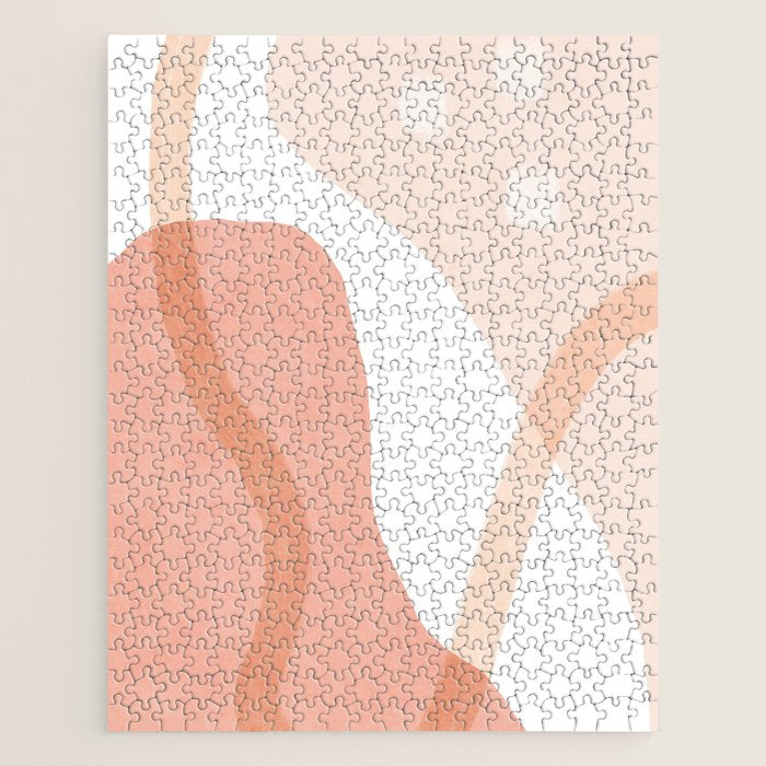 Abstract pink shapes & line art Jigsaw Puzzle Gallery Image 1