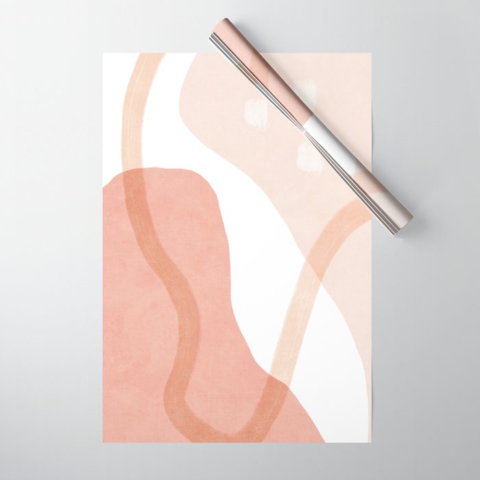 Abstract pink shapes & line art Wrapping Paper Gallery Image 1