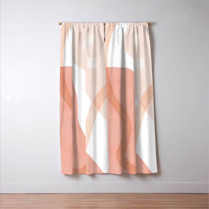 Abstract pink shapes & line art Window Curtain Gallery Image 3