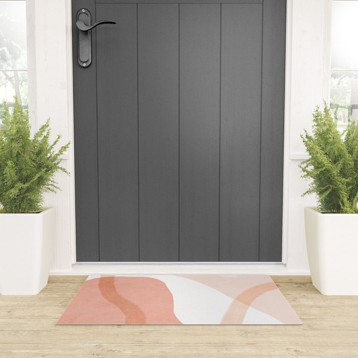 Abstract pink shapes & line art Welcome Mat Gallery Image 3
