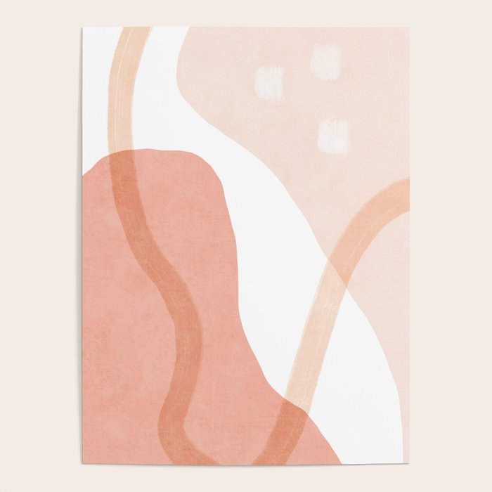 Abstract pink shapes & line art Poster Gallery Image 1