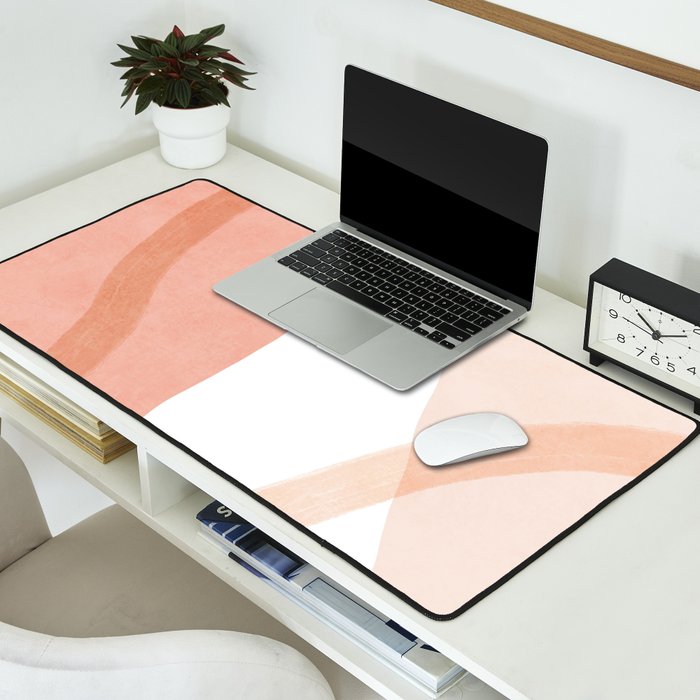 Abstract pink shapes & line art Desk Mat Gallery Image 2