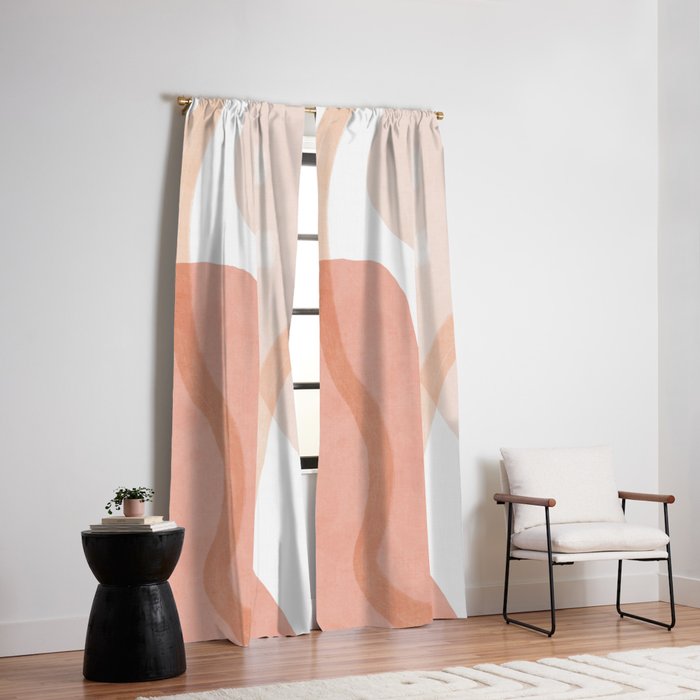 Abstract pink shapes & line art Window Curtain Gallery Image 2