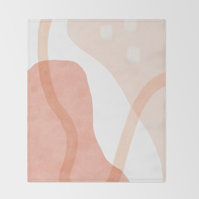 Abstract pink shapes & line art Throw Blanket Gallery Image 2