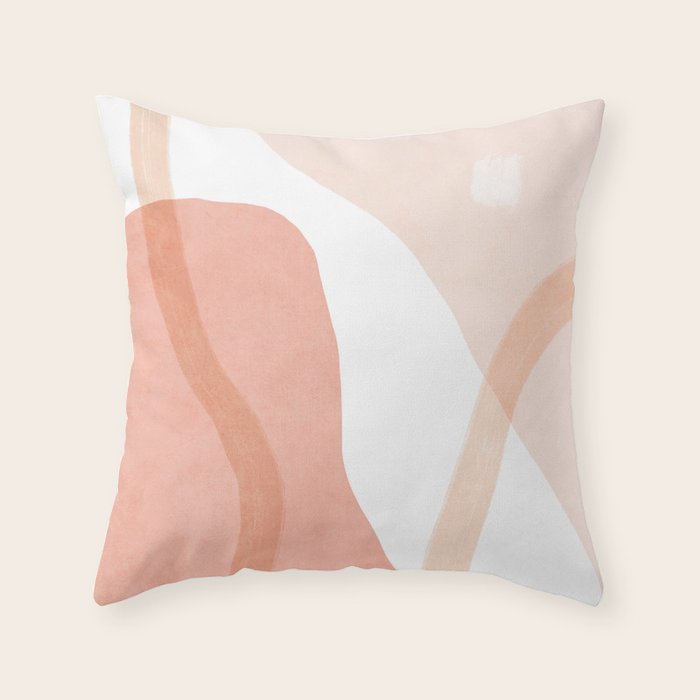 Abstract pink shapes & line art Throw Pillow Gallery Image 6