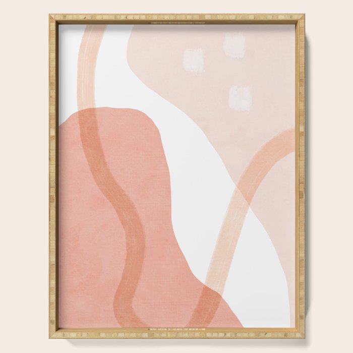 Abstract pink shapes & line art Serving Tray Gallery Image 1