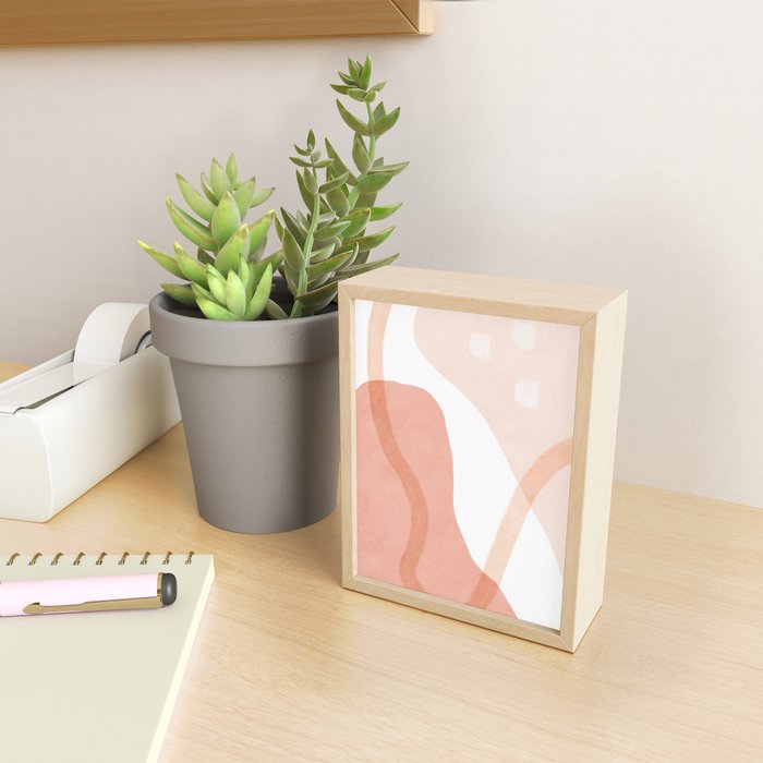 Abstract pink shapes & line art Mini Art Print Gallery Image 2