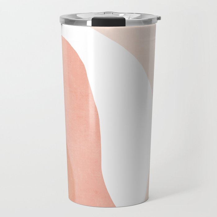 Abstract pink shapes & line art Travel Mug Gallery Image 1
