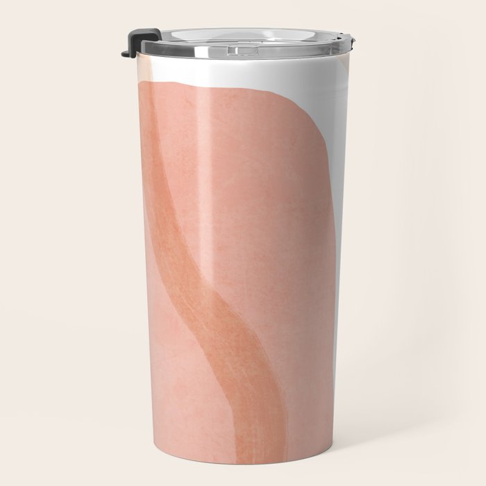 Abstract pink shapes & line art Travel Mug Gallery Image 3