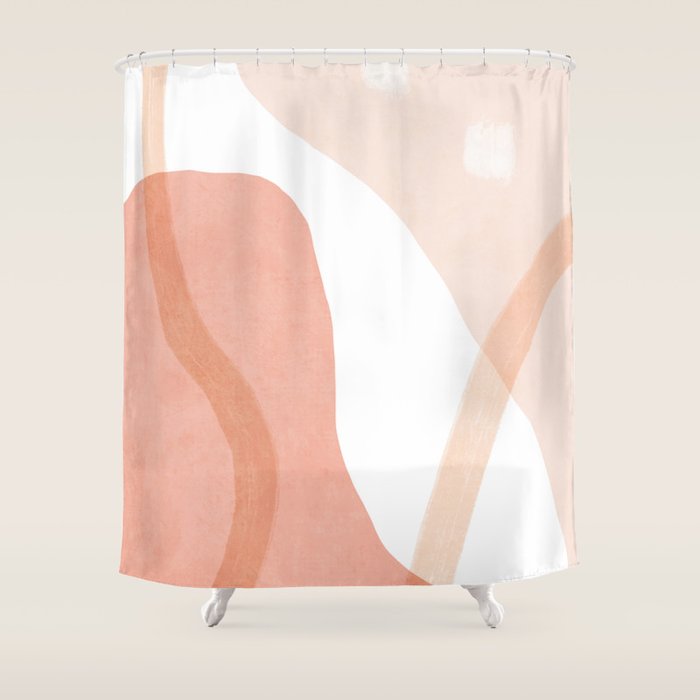 Abstract pink shapes & line art Shower Curtain Gallery Image 1