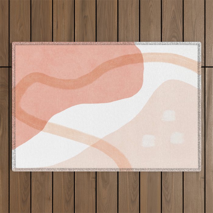 Abstract pink shapes & line art Outdoor Rug Gallery Image 1