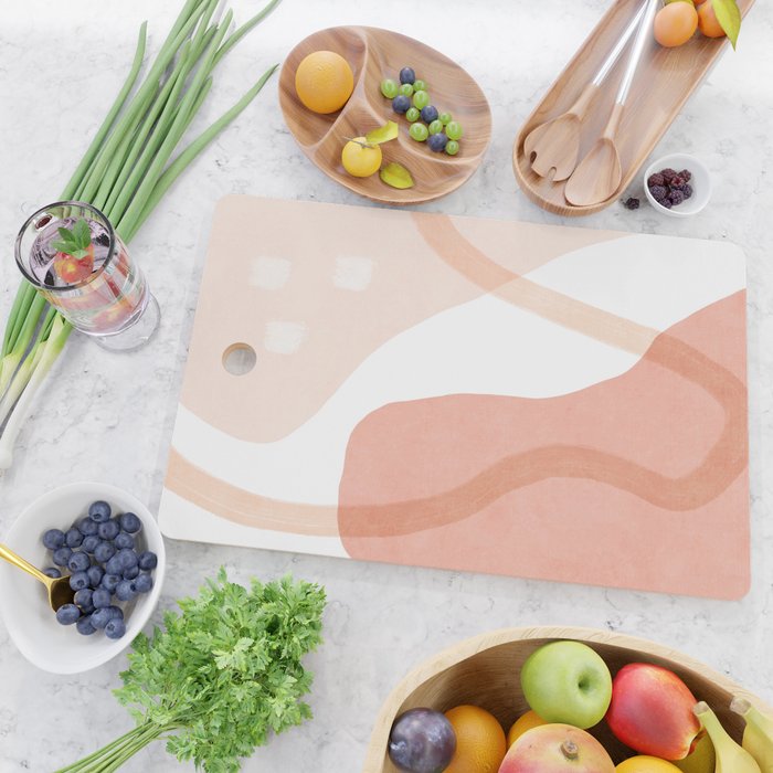 Abstract pink shapes & line art Cutting Board Gallery Image 2