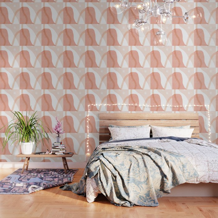 Abstract pink shapes & line art Wallpaper Gallery Image 1