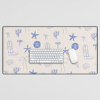 Coastal Cowgirl | Beachy Blue Seashells & Boots Desk Mat Gallery Image 1