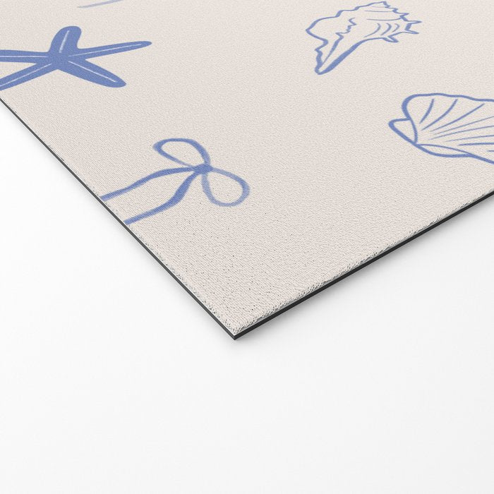 Coastal Cowgirl | Beachy Blue Seashells & Boots Welcome Mat Gallery Image 2