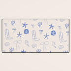 Coastal Cowgirl | Beachy Blue Seashells & Boots Desk Mat Gallery Image 3
