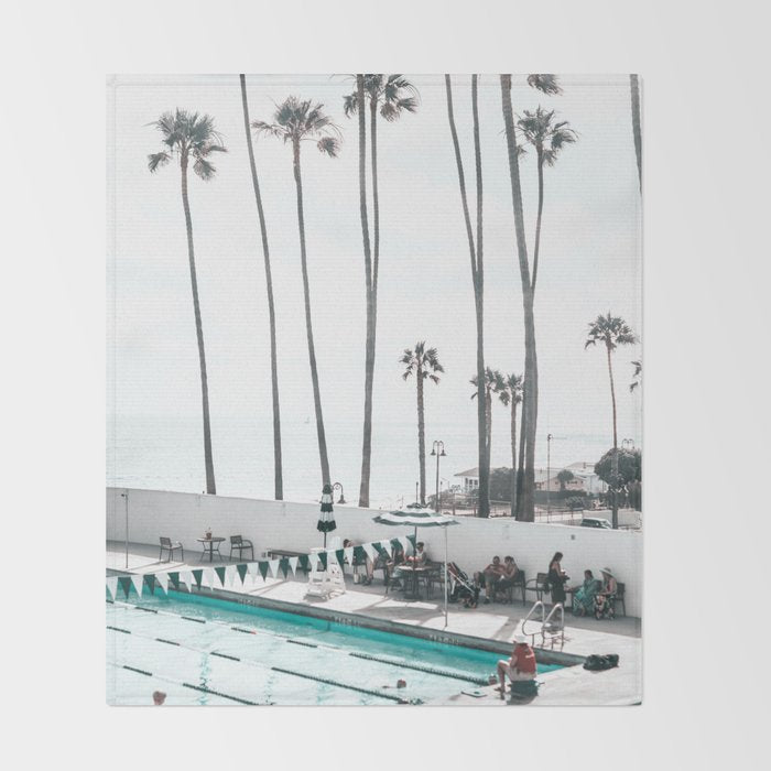 Pool and Palm Trees Throw Blanket Gallery Image 2