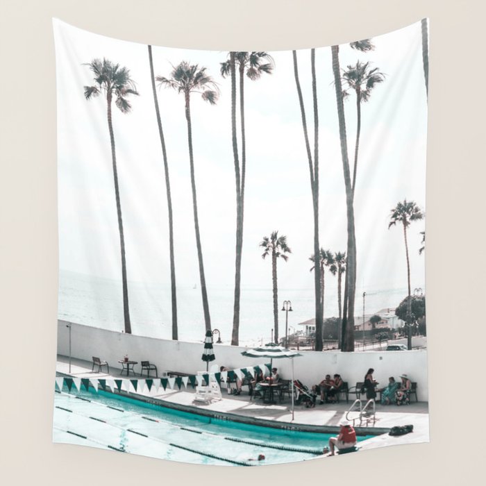 Pool and Palm Trees Wall Tapestry Gallery Image 1