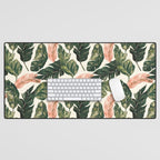 Leaf green and pink Desk Mat Gallery Image 1