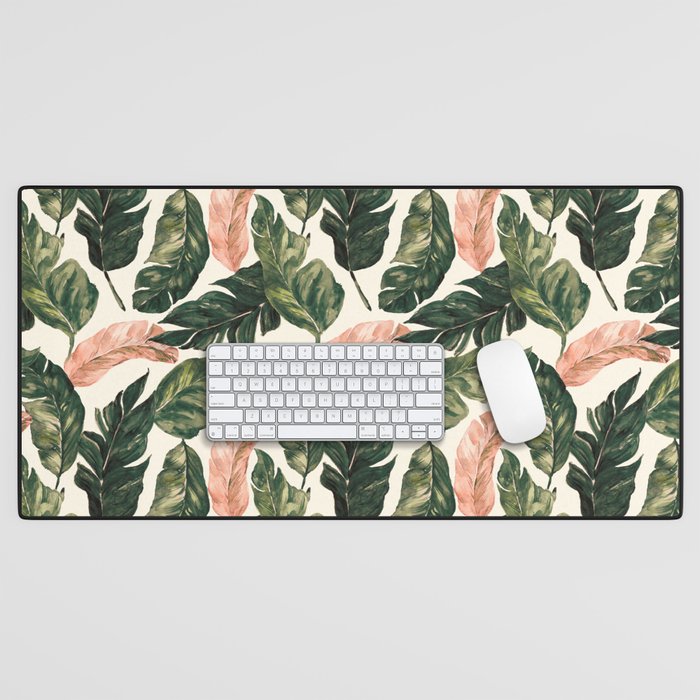 Leaf green and pink Desk Mat Gallery Image 1