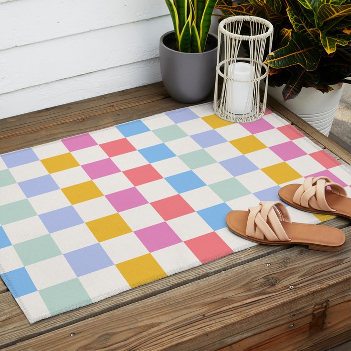 Check mate - rainbow Outdoor Rug Gallery Image 2