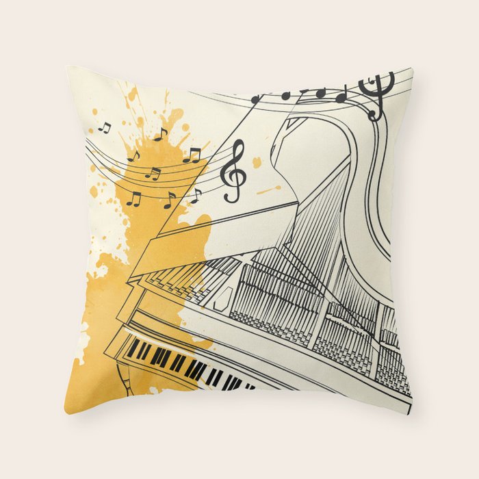 Abstract Minimal Musical Instrument 5 Throw Pillow Gallery Image 1