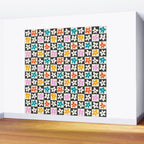 Trendy checkered flower art pattern Wall Mural Gallery Image 2