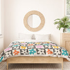 Trendy checkered flower art pattern Duvet Cover Gallery Image 3